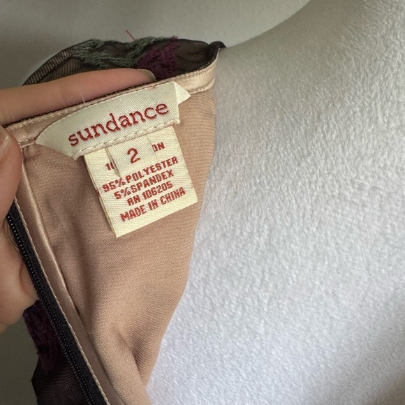 Sundance Black Green Purple Lace Overlay A-Line Dress Womens 2 Whimsigoth - Picture 5 of 6